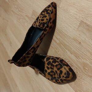 Charlotte Russe Brown Black Jaguar Animal Print Faux Suede Pointy Toe Flats Sz 7